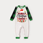 Family Christmas 2026 and Christmas Pattern Print Long Sleeve Top With Green & Black Plaid Matching Pajamas
