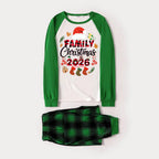 Family Christmas 2026 and Christmas Pattern Print Long Sleeve Top With Green & Black Plaid Matching Pajamas