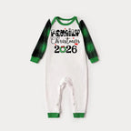 Family Christmas 2026 Print Long Sleeve Top With Green & Black Plaid Christmas Family Matching Pajamas