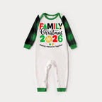 Family Memories Together Christmas 2026 Print Long Sleeve Top With Green & Black Plaid Christmas Family Matching Pajamas