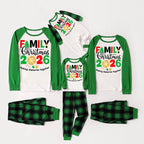 Family Memories Together Christmas 2026 Print Long Sleeve Top With Green & Black Plaid Christmas Family Matching Pajamas