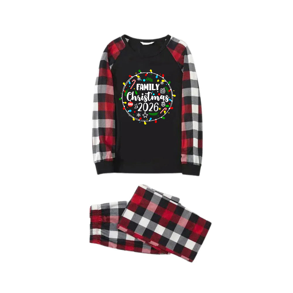 "Family Christmas 2026" Pattern Ⅱ- Red&Black&White Plaid  Matching Pajamas