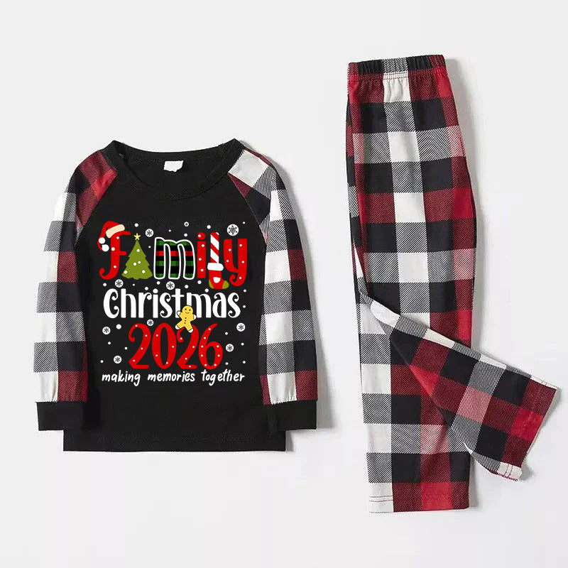 "Family Christmas 2026 Making Memories Together" Pattern Ⅲ- Red&Black&White Plaid  Matching Pajamas