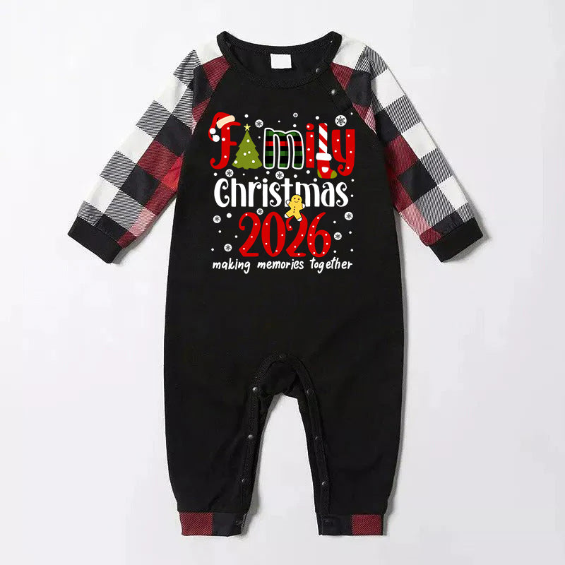"Family Christmas 2026 Making Memories Together" Pattern Ⅲ- Red&Black&White Plaid  Matching Pajamas