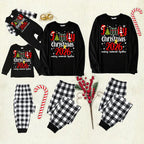 Cute "Family Christmas 2026" Text Print Black and White Plaid Family Matching Pajamas