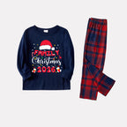 Cute "Family Christmas 2026" Pattern Printed Red and Blue Plaid Christmas Matching Pajamas
