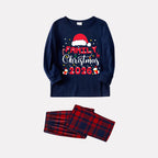 Cute "Family Christmas 2026" Pattern Printed Red and Blue Plaid Christmas Matching Pajamas