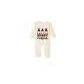 Beige Christmas Pattern Print Christmas Pajamas Set With Gnome Print