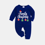 "Family Christmas 2026" Letter Printed Blue Long Sleeves with Blue&White&Black Plaid Pants Family Matching Pajamas