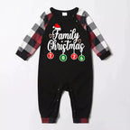 "Family Christmas" 2026 Letter Print Red & Black & Grey & White Plaid Family Matching Pajamas