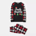 "Family Christmas" 2026 Letter Print Red & Black & Grey & White Plaid Family Matching Pajamas