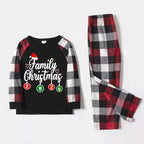 "Family Christmas" 2026 Letter Print Red & Black & Grey & White Plaid Family Matching Pajamas