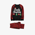 "Family Christmas" 2026 Letter Print Black & Red Plaid Family Matching Black Pajamas