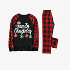 "Family Christmas" 2026 Letter Print Black & Red Plaid Family Matching Black Pajamas