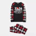 "2026 Family Christmas" Letter Print Red & Black & Grey & White Plaid Family Matching Pajamas
