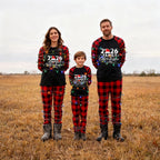 "2026 Family Christmas" Letter Print Black & Red Plaid Family Matching Black Pajamas