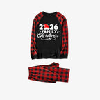 "2026 Family Christmas" Letter Print Black & Red Plaid Family Matching Black Pajamas