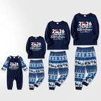 "2026 Family Christmas" Letter Print Blue Family Matching Pajamas Sets