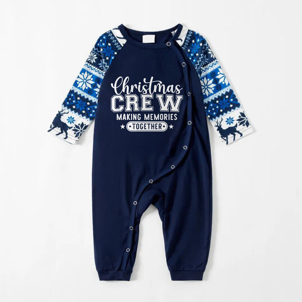 Joyful Blue Christmas Pajamas Set With Cheerful Slogans