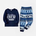 Joyful Blue Christmas Pajamas Set With Cheerful Slogans