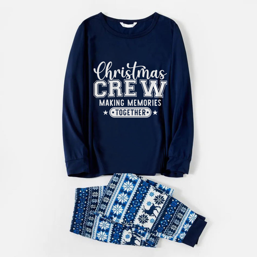Joyful Blue Christmas Pajamas Set With Cheerful Slogans