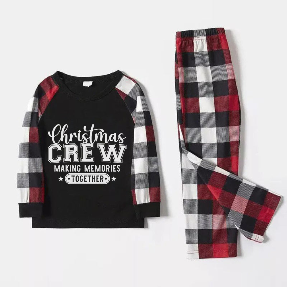 Christmas Family Matching Pajamas-Red and Gray Plaid Pjs set with Christmas Slogan Print