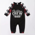 Christmas Family Matching Pajamas-Red and Gray Plaid Pjs set with Christmas Slogan Print