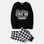 Black and White Plaid Christmas Pajamas Set With "Christmas Crew Making Memories Together" Black & White Text Print
