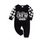 Black and White Plaid Christmas Pajamas Set With "Christmas Crew Making Memories Together" Black & White Text Print