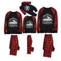 Red and Black Plaid Christmas Pajamas Set With Christmas Tree and Car Print