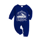 Christmas Family Matching Pajamas-Navy & White Plaid Pjs Set with Christmas Car and "We Wish You A Merry Christmas" Print