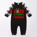 "2026 Family Christmas" Moose Letter Prints Red & Black & Grey & White Plaid Family Matching Pajamas