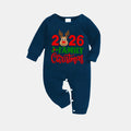 "2026 Family Christmas" Moose Letter Print Blue Plaid Christmas Matching Pajamas