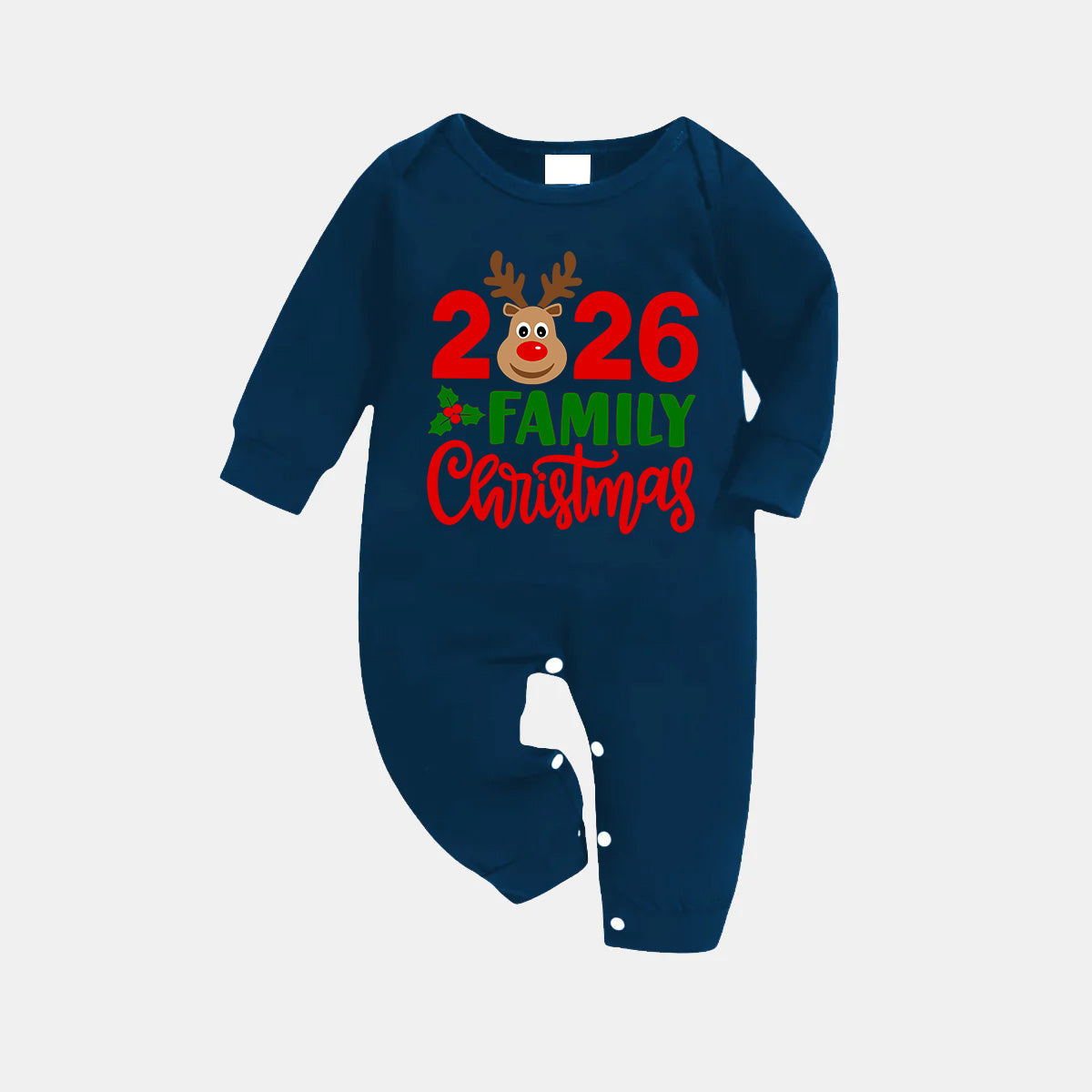 "2026 Family Christmas" Moose Letter Print Blue Plaid Christmas Matching Pajamas