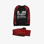 "2026 Family Christmas" Quirky Heart Letter Print Black & Red Plaid Family Matching Black Pajamas
