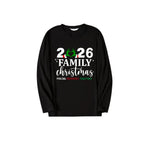 "2026 Family Christmas" Letter And Heart Pattern Black Long Sleeve Top