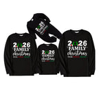 "2026 Family Christmas" Letter And Heart Pattern Black Long Sleeve Top
