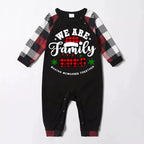 "We are Family2026" Santa Hat Monogram Print Letter Red & Black & Grey & White Plaid Family Matching Pajamas