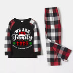"We are Family2026" Santa Hat Monogram Print Letter Red & Black & Grey & White Plaid Family Matching Pajamas