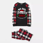 "We are Family2026" Santa Hat Monogram Print Letter Red & Black & Grey & White Plaid Family Matching Pajamas