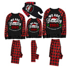 "We are Family2026" Santa Hat Monogram Print Letter Black & Red Plaid Family Matching Black Pajamas