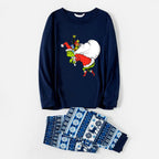 Joyful Blue Christmas Pajamas Set with Funny Grinch Designs
