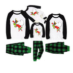 Black Raglan Top Green Plaid Christmas Pajamas Set With Funny Grinch Print