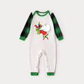 Green Raglan Top Green Plaid Christmas Pajamas Set With Funny Grinch Print