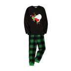Christmas Family Matching Pajamas-Black Top and Green Plaid Pants Pjs Set with Funny Grinch Print