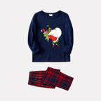 Christmas Family Matching Pajamas-Navy & Red Plaid Pjs Set with Funny Grinch Print