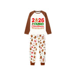 2026 Pattern Print - Brown Top & Gingerbread Man Print Pants Family Matching Christmas Pajamas Set