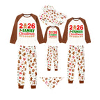 2026 Pattern Print - Brown Top & Gingerbread Man Print Pants Family Matching Christmas Pajamas Set