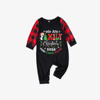 "We are Family 2026 Christmas Make Memories Together" Slogan Print Black & Red Plaid Family Matching Black Pajamas