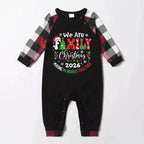 "We are Family 2026 Christmas Make Memories Together" Slogan Print Black Top With Red & Black & Grey & White Plaid Family Matching Pajamas